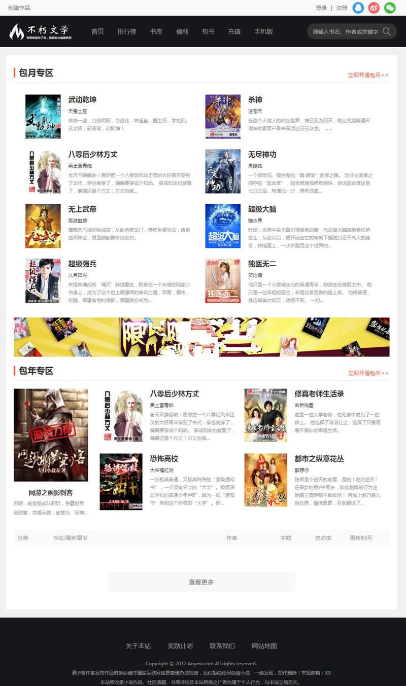 杰奇仿2019不朽文学网原创小说网站源码含支付宝支付接口+微信支付